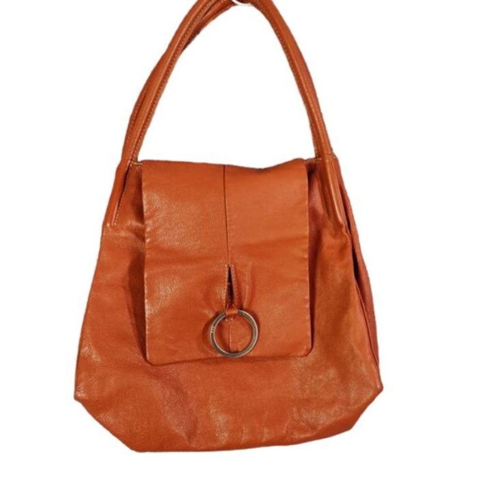 Tenorio Womens Slouchy Earthy Hobo Chic Shoulder Bag Brown Leather Ring Detail